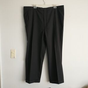 Hickey Freeman Dress Pants Men Gray Black Wool Cuffed Union Made 43x26"